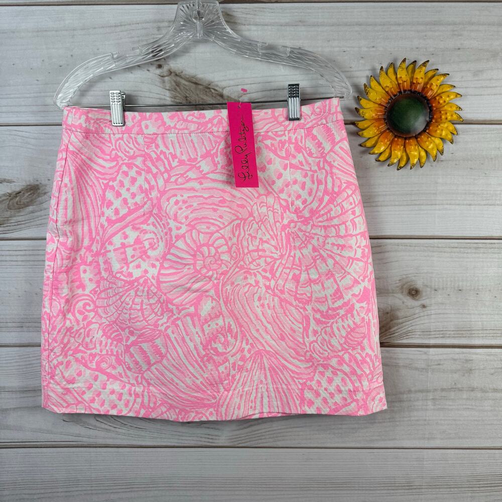 Lilly Pulitzer Pink Shell Print Adeline Skirt Size 10